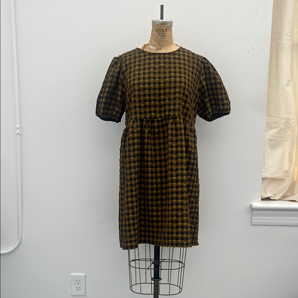 Plaid Puff Sleeve Dress